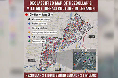 El enemigo israelí publica un mapa de objetivos en Líbano